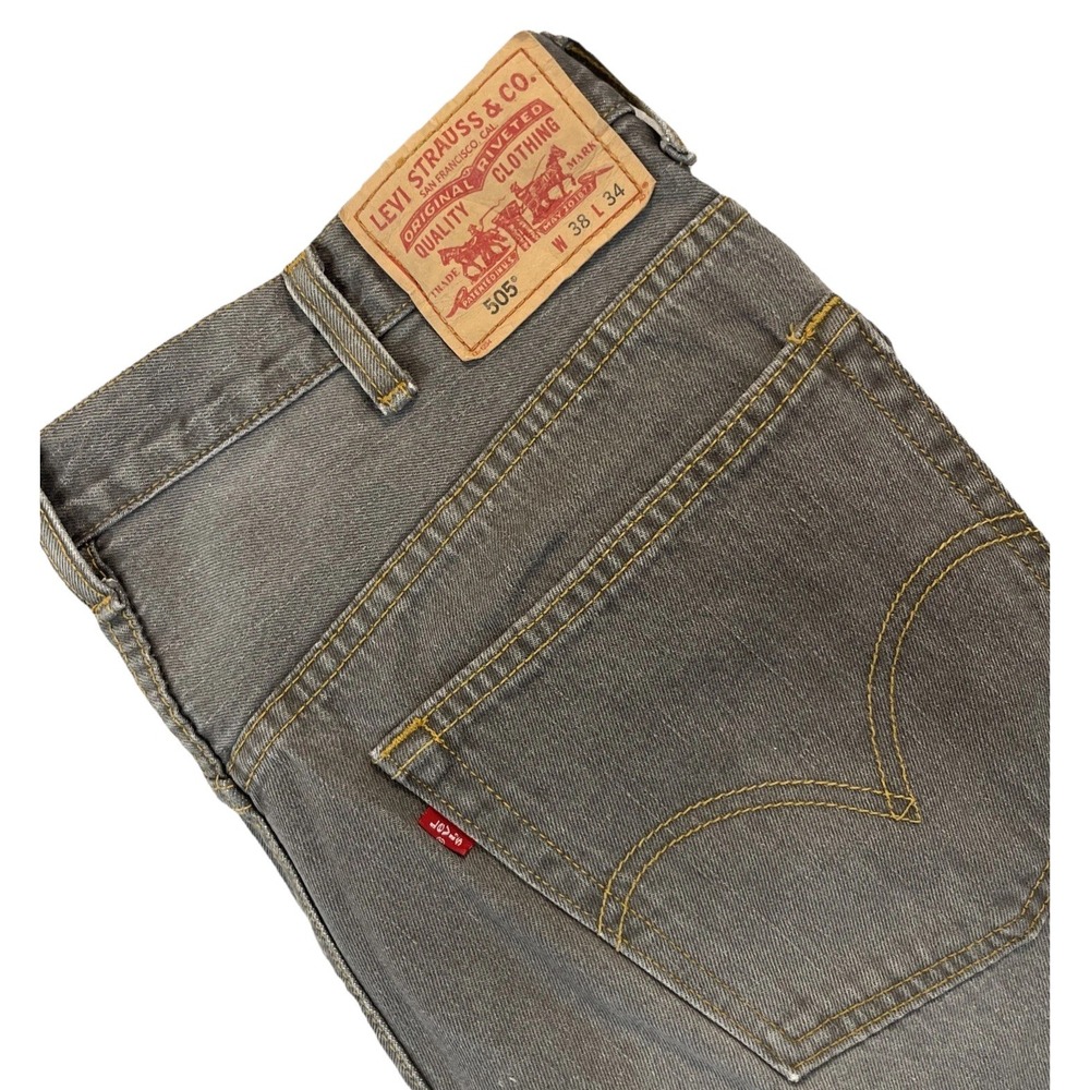 Levi's 505 Mens Denim Jeans GRAY 38x34 Regular Fit EXCELLENT & Fast Shipping - Picture 1 of 6